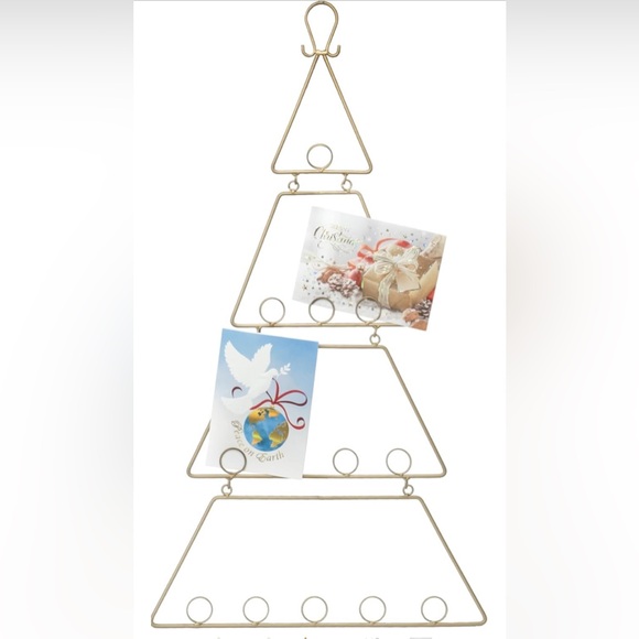 35" Metal Wall Hanging Ornament Tree Card & Photo Holder Display - Gold - Picture 1 of 10